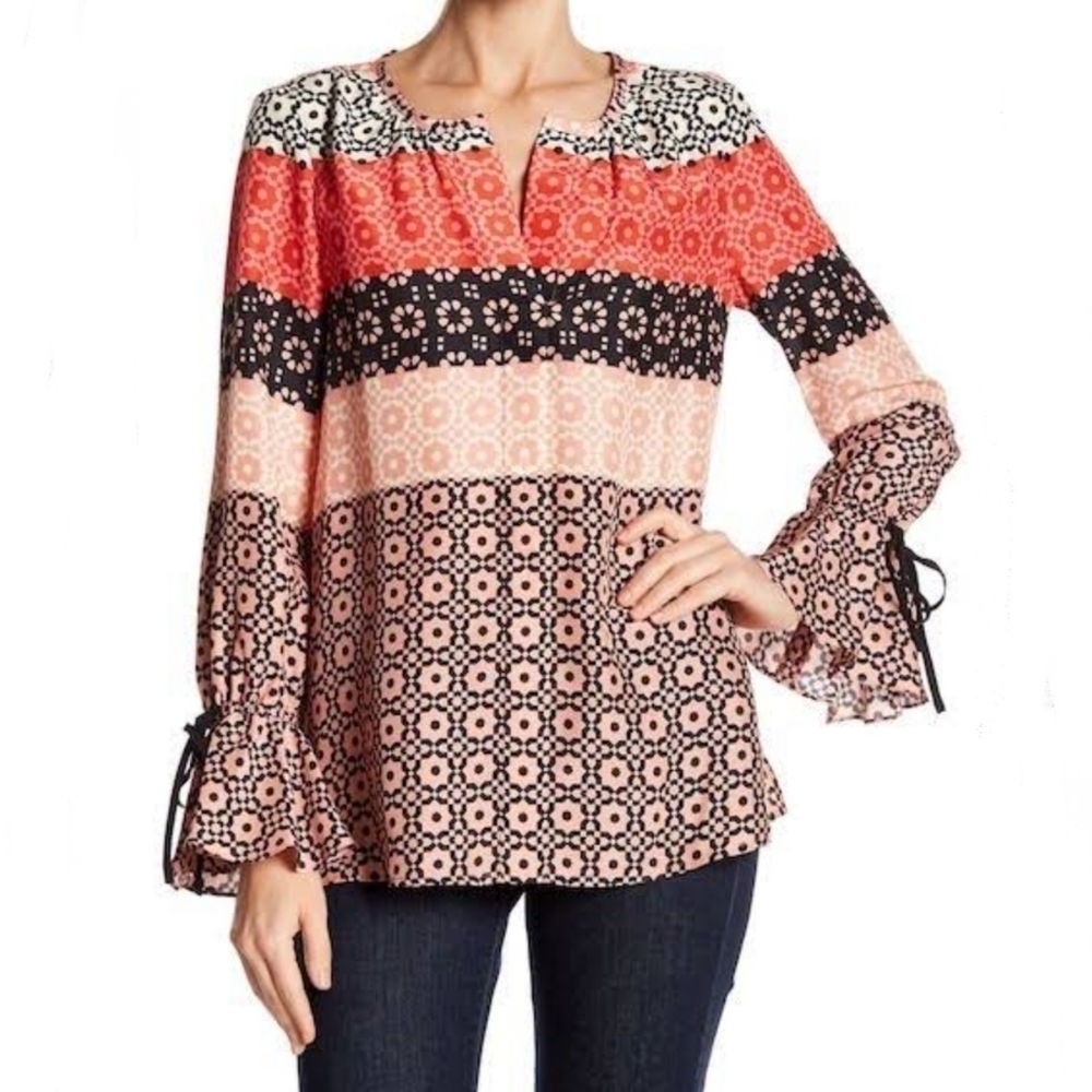Derek Lam 10 Crosby 100% Silk Multicolor Bell Cuff Sleeve Size‎ 2